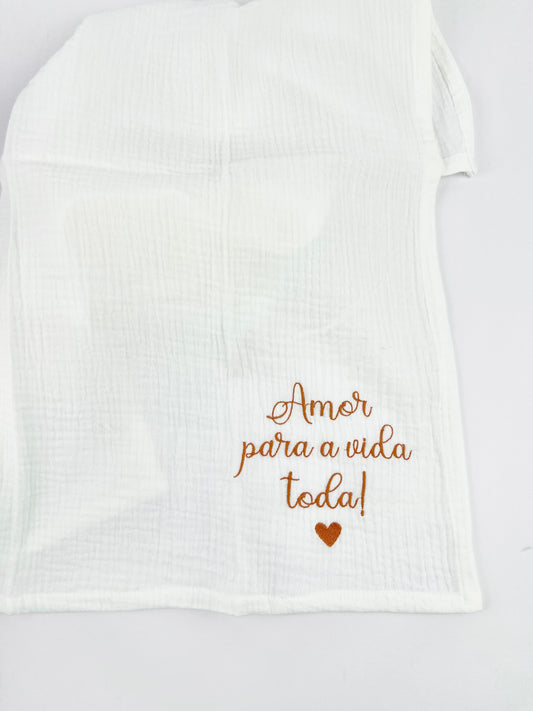 Fralda Musselina “Amor para a Vida Toda” vermelha