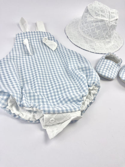 Conjunto reversível azul de verão