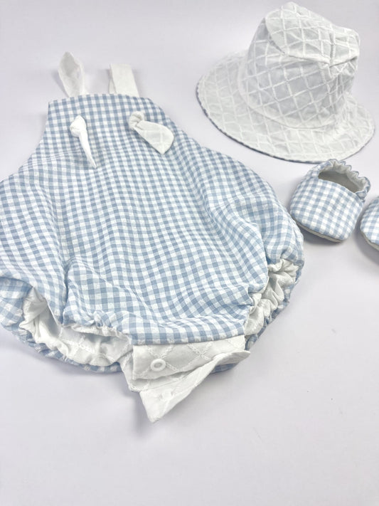 Conjunto reversível azul de verão