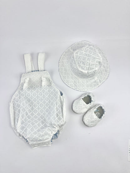 Conjunto reversível azul de verão