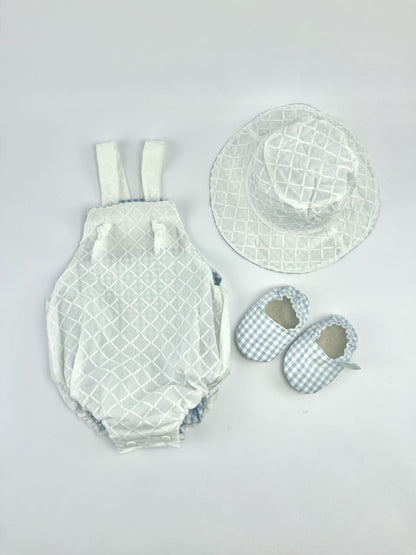 Conjunto reversível azul de verão