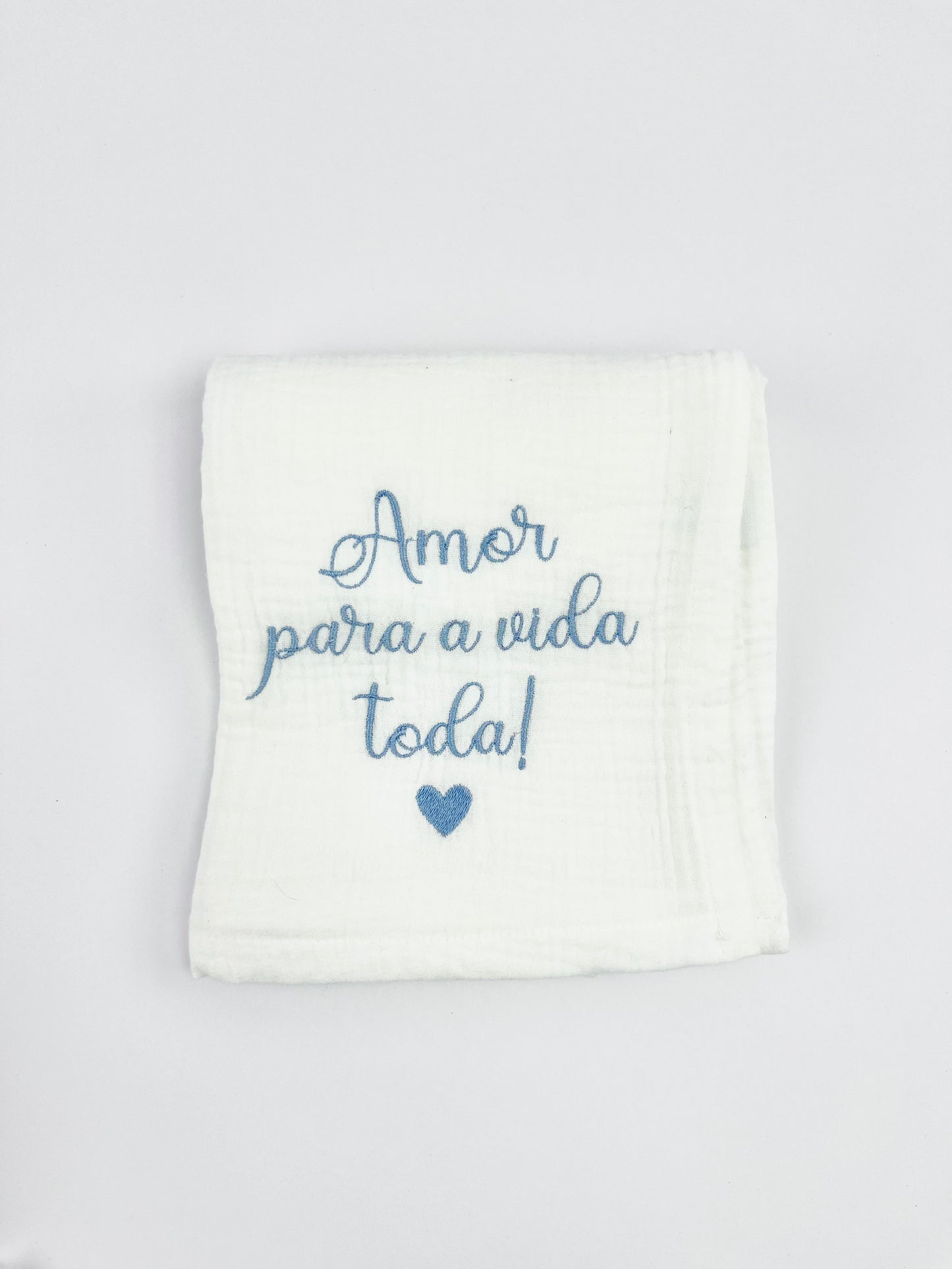 Fralda Musselina “Amor para a Vida Toda” azul