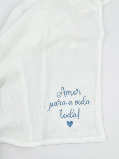 Fralda Musselina “Amor para a Vida Toda” azul