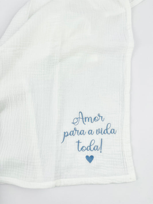 Fralda Musselina “Amor para a Vida Toda” azul