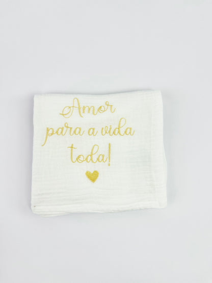 Fralda Musselina “Amor para a Vida Toda” amarela