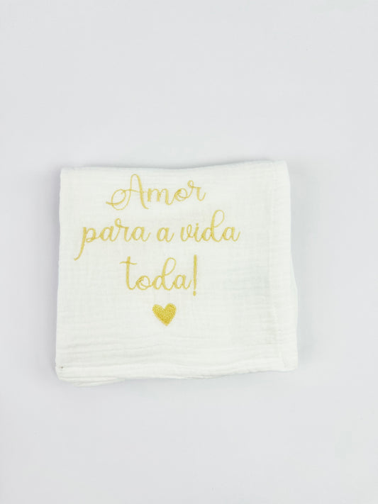 Fralda Musselina “Amor para a Vida Toda” amarela