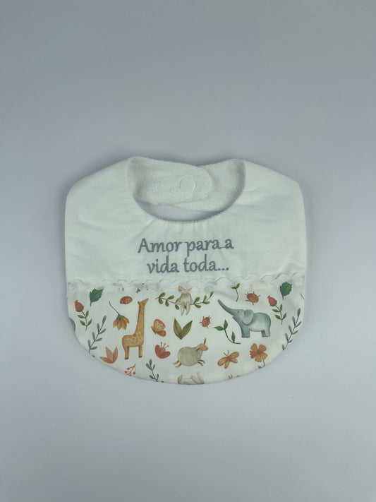 Babete 2 Tecidos Safari "Amor para a Vida Toda"