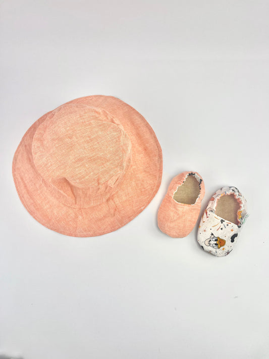 Conjunto Reversível Mickey Peach com Chapéu & Sapatos